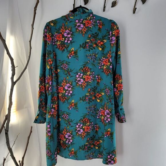Halogen retro floral turquoise mini dress - Picture 7 of 10